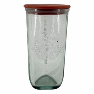 Starbucks Recycled Glass Tumbler Triangle Base Embossed Logo Lid Eco Cup